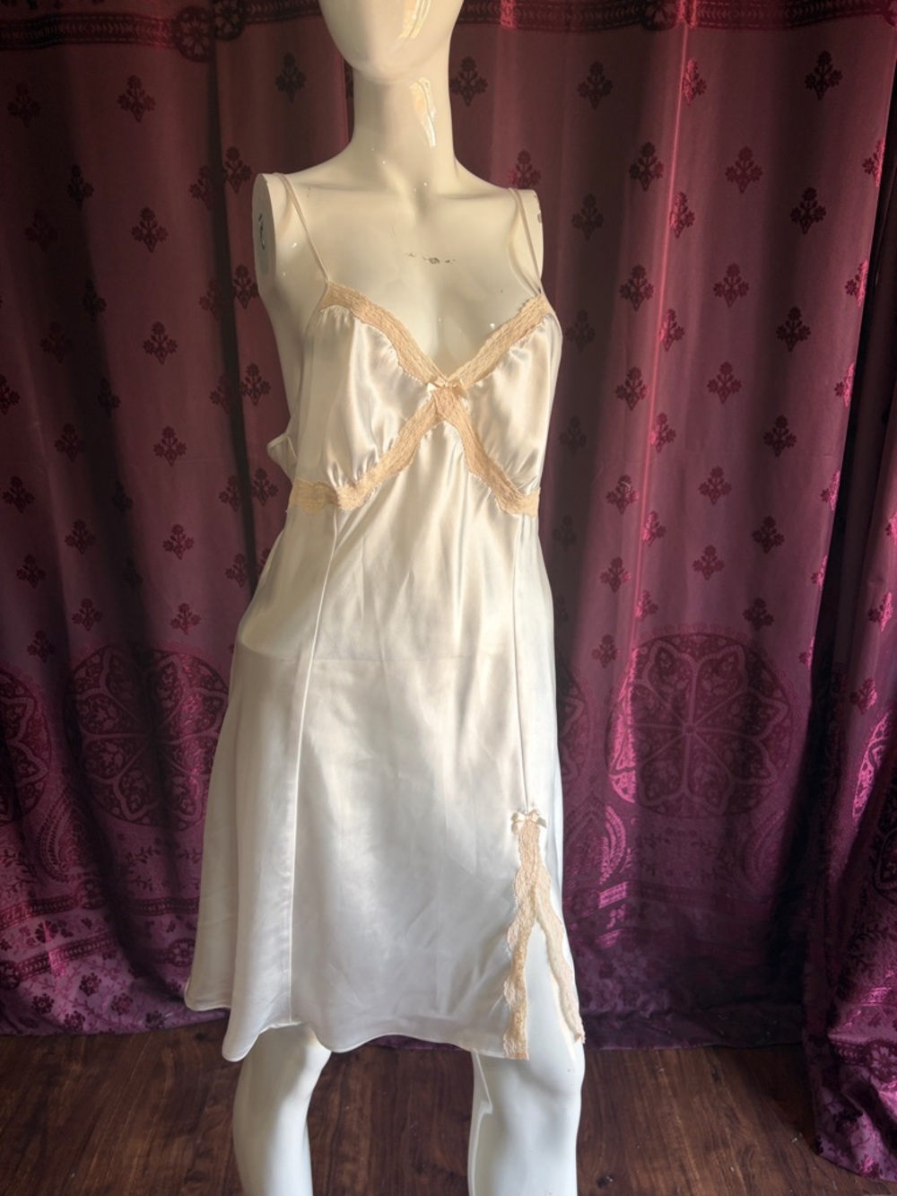 Apt. 9 Intimates Silky Cream Lace-Trim Ivory Bridal Slip Dress Size X-Large